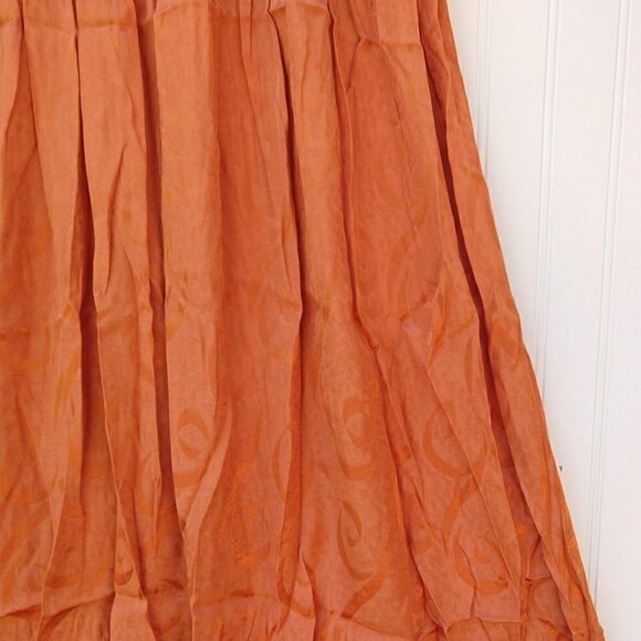 Vintage Boho Handmade Midi Skirt Size S Floral Orange Pull On Elastic Waist Fall - Picture 4 of 9